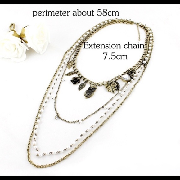 4 layer bohemian statement charm necklace - Picture 4 of 7